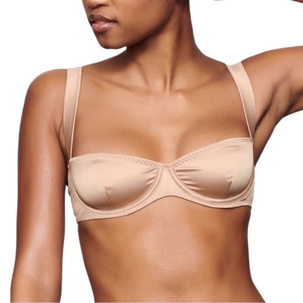 SKIMS Woven Shine Underwire Bra 42D Pink Sand